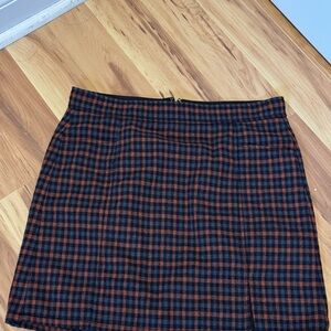 LOFT Plaid Mini Skirt - Black, Orange and Gray